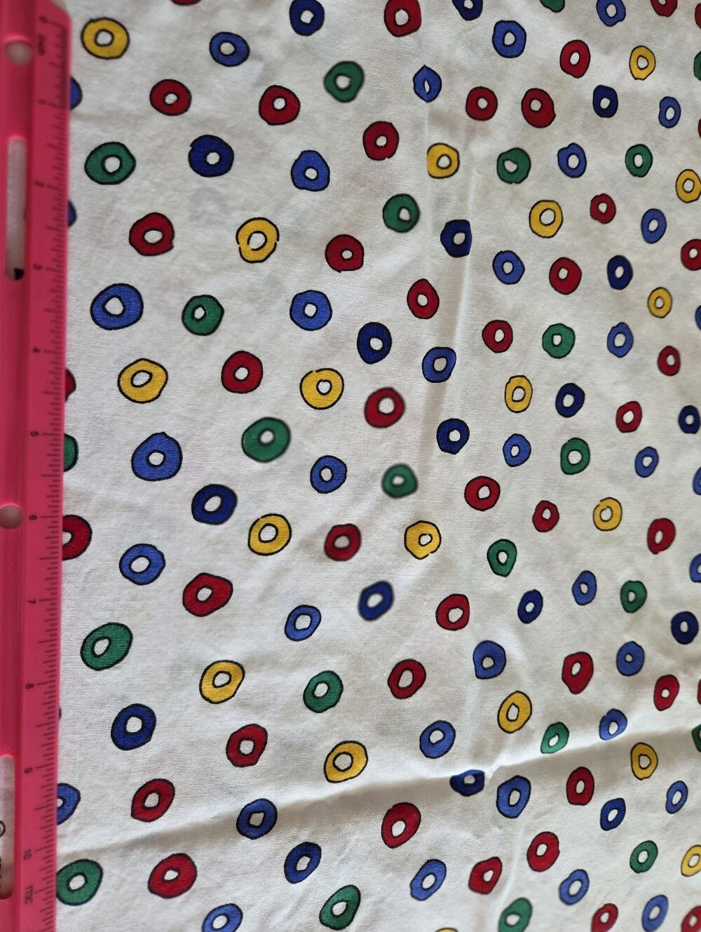 1980's Cranston Print Works Cotton SEW QUILT Red/Green/Blue/Yellow Oval Fabric